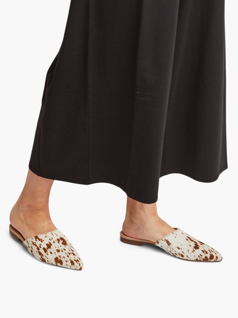ABLE Cow-Print Tracy Mule Sz 6.5